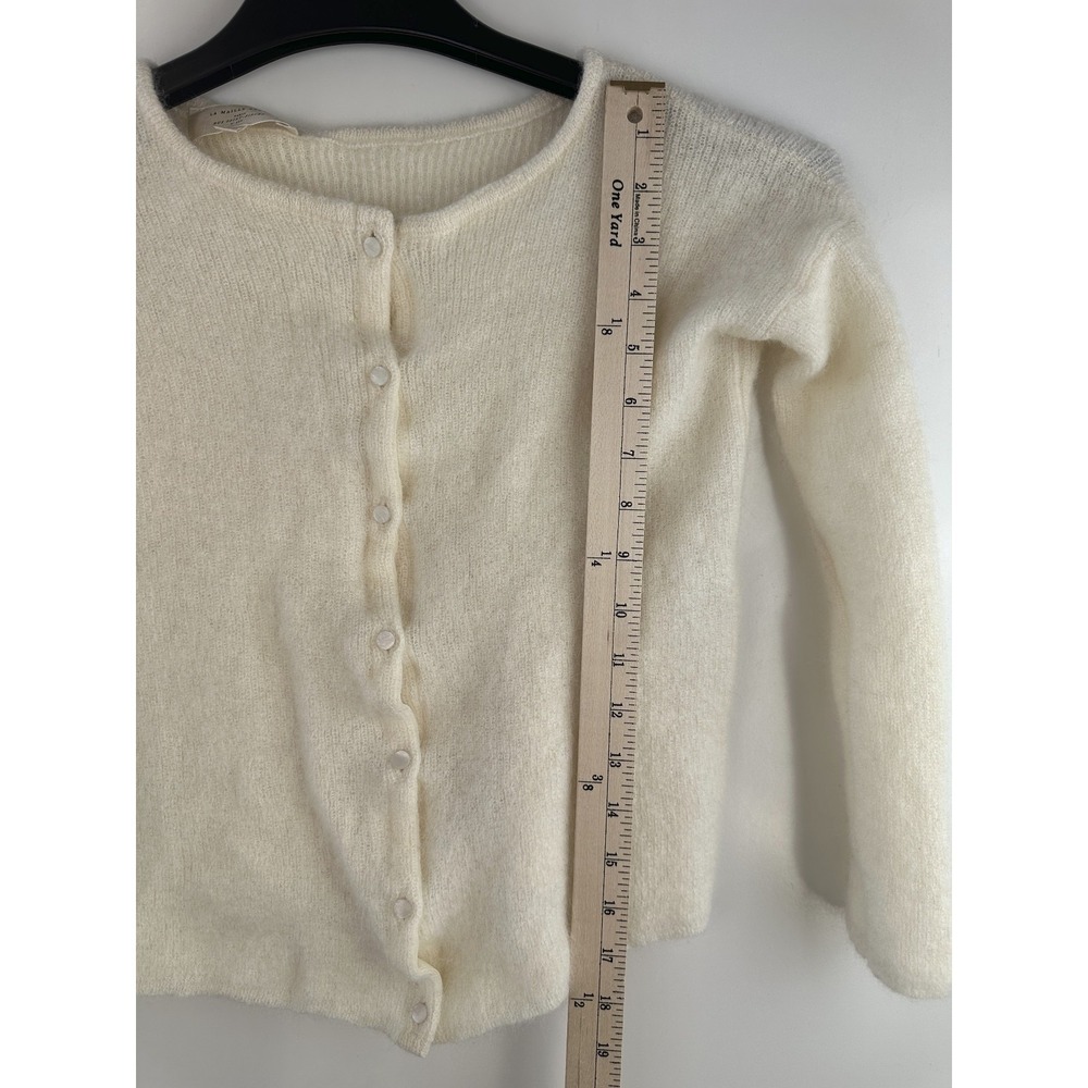 Sezane Gaspard Super Kid Mohair Baby Alpaca Ecru Cardigan Sweater XXS Luxury - Picture 11 of 14